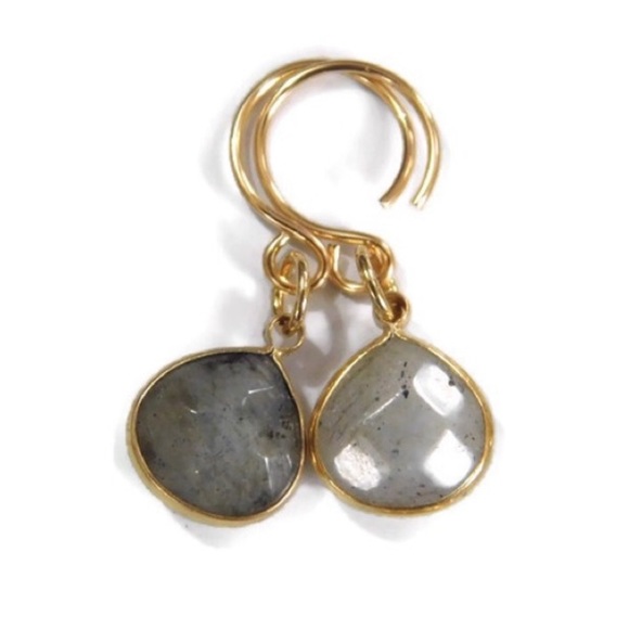 Genuine Labradorite Teardrop Earrings - Picture 1 of 3